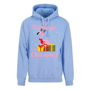 I Want A Flamingo For Christmas Funny Cute Holiday Cute Gift Unisex Surf Hoodie