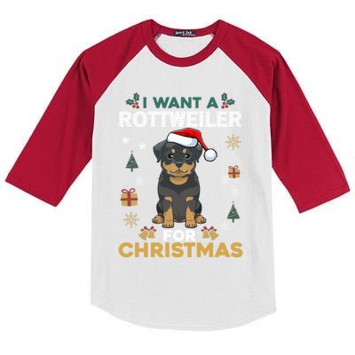 I Want A Rottweiler For Christmas Cute Dog Lovers Pajamas Gift Kids Colorblock Raglan Jersey