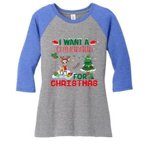 I Want A Chihuahua Dog For Christmas Xmas Chihuahua Reindeer Gift Women's Tri-Blend 3/4-Sleeve Raglan Shirt