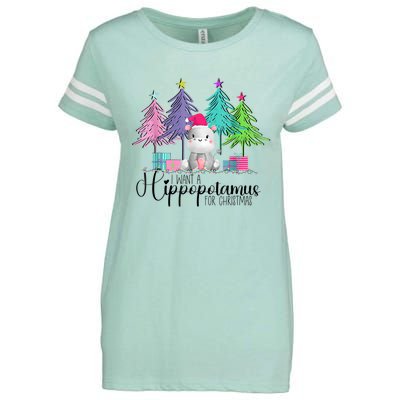 I Want A Hippopotamus For Christmas Hippo Xmas Enza Ladies Jersey Football T-Shirt