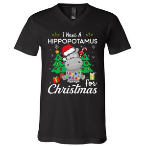 I Want A Hippopotamus For Christmas Xmas Costume V-Neck T-Shirt