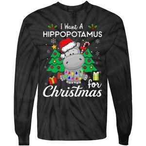 I Want A Hippopotamus For Christmas Xmas Costume Tie-Dye Long Sleeve Shirt