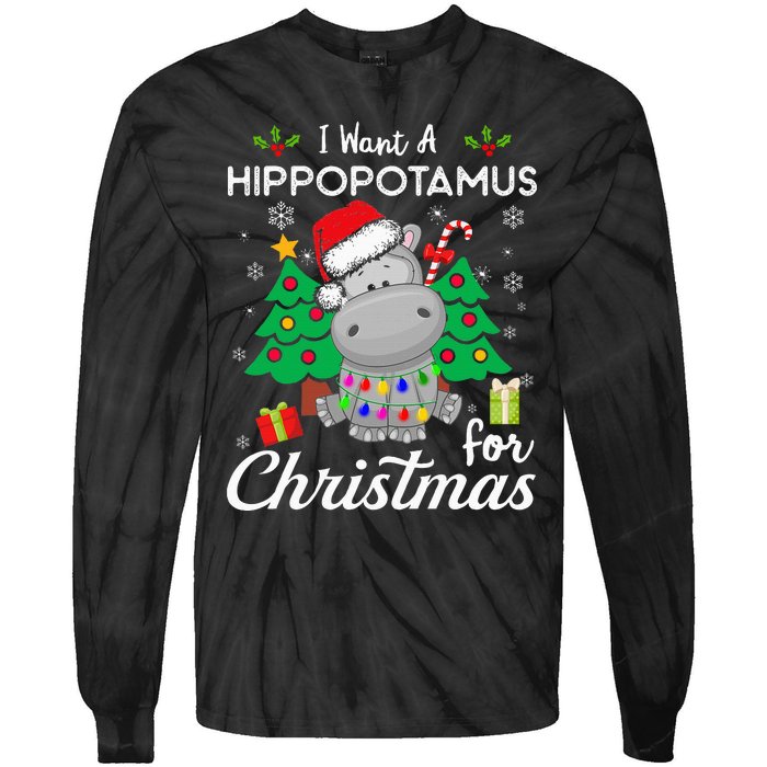 I Want A Hippopotamus For Christmas Xmas Costume Tie-Dye Long Sleeve Shirt