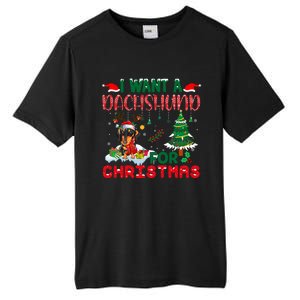 I Want A Dachshund Dog For Christmas Xmas Dachshund Reindeer Gift Tall Fusion ChromaSoft Performance T-Shirt