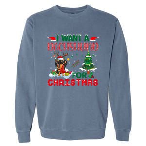 I Want A Dachshund Dog For Christmas Xmas Dachshund Reindeer Gift Garment-Dyed Sweatshirt