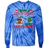 I Want A Dachshund Dog For Christmas Xmas Dachshund Reindeer Gift Tie-Dye Long Sleeve Shirt