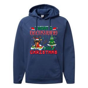 I Want A Dachshund Dog For Christmas Xmas Dachshund Reindeer Gift Performance Fleece Hoodie