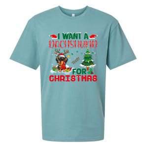 I Want A Dachshund Dog For Christmas Xmas Dachshund Reindeer Gift Sueded Cloud Jersey T-Shirt