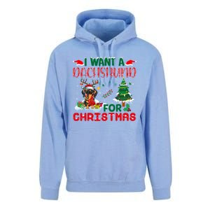 I Want A Dachshund Dog For Christmas Xmas Dachshund Reindeer Gift Unisex Surf Hoodie