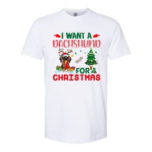 I Want A Dachshund Dog For Christmas Xmas Dachshund Reindeer Gift Softstyle CVC T-Shirt