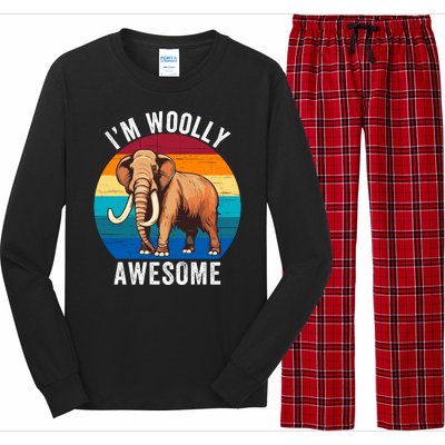 IM Woolly Awesome Funny Woolly Mammoth Retro Sunset Vintage Long Sleeve Pajama Set