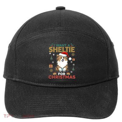 I Want A Sheltie For Christmas Cute Dog Lover Family Pajama Gift 7-Panel Snapback Hat
