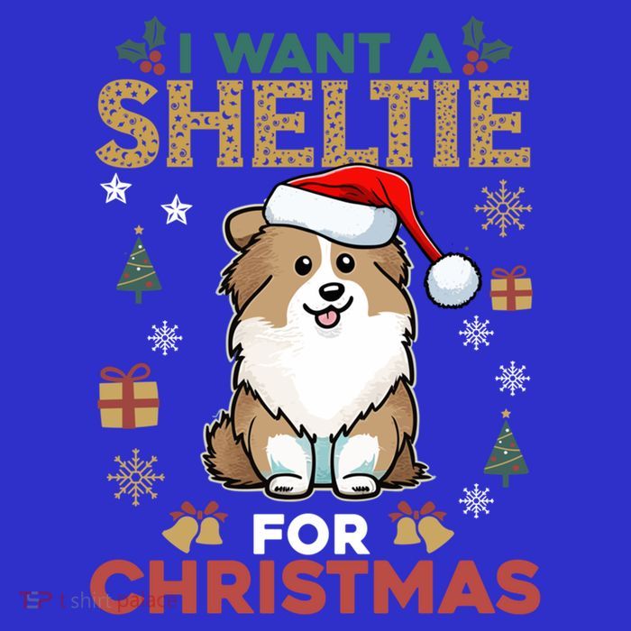 I Want A Sheltie For Christmas Cute Dog Lover Family Pajama Gift Tall T-Shirt