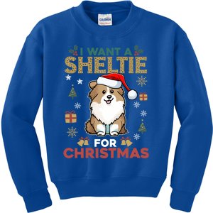 I Want A Sheltie For Christmas Cute Dog Lover Family Pajama Gift Kids Sweatshirt