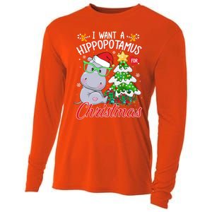 I Want A Hippopotamus For Christmas Xmas Hippo For Gift Cooling Performance Long Sleeve Crew