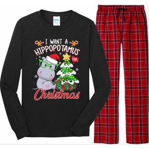 I Want A Hippopotamus For Christmas Xmas Hippo For Gift Long Sleeve Pajama Set