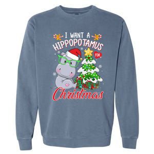 I Want A Hippopotamus For Christmas Xmas Hippo For Gift Garment-Dyed Sweatshirt