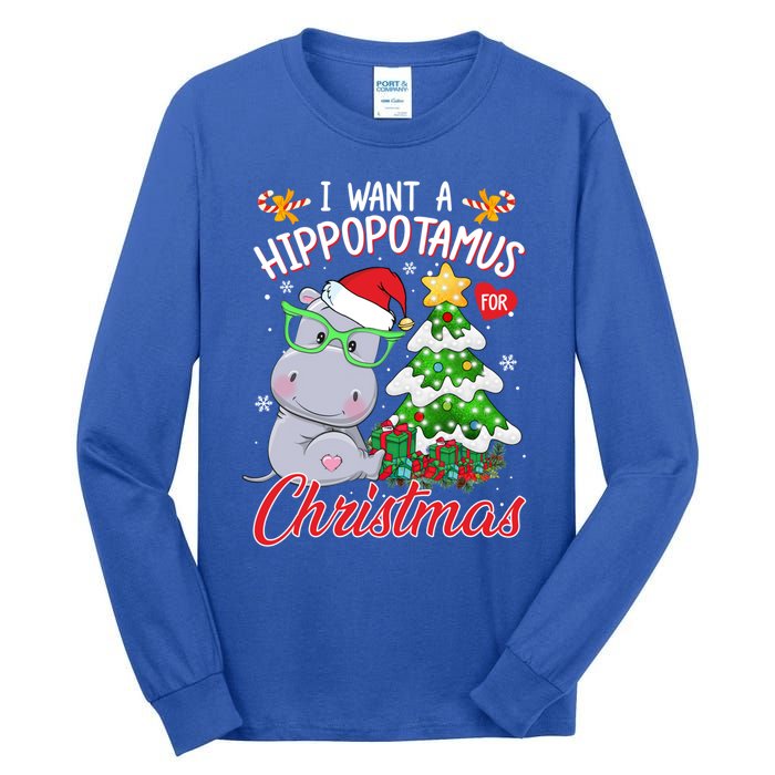 I Want A Hippopotamus For Christmas Xmas Hippo For Gift Tall Long Sleeve T-Shirt