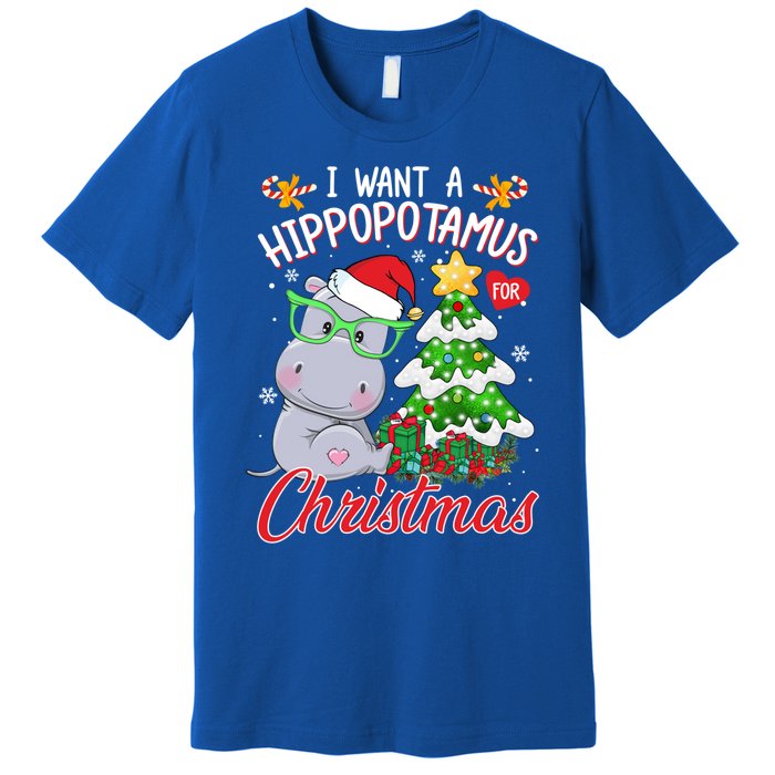 I Want A Hippopotamus For Christmas Xmas Hippo For Gift Premium T-Shirt