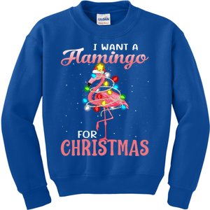 I Want A Flamingo For Christmas Pajama Holiday Xmas Gift Kids Sweatshirt