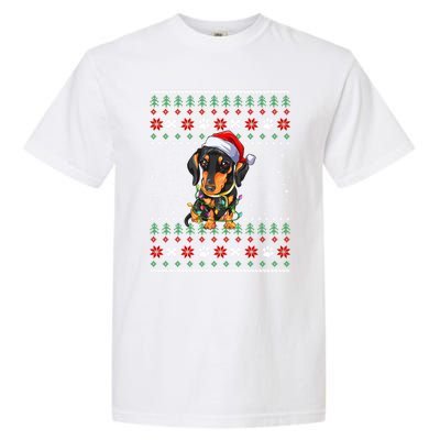 I Want A Dachshund For Christmas Ugly Sweater Dog Xmasoutfit Cute Gift Garment-Dyed Heavyweight T-Shirt