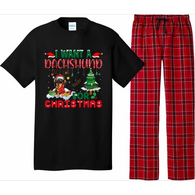 I Want A Dachshund Dog For Christmas Xmas Dachshund Reindeer Gift Pajama Set