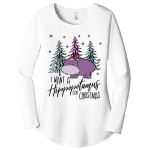 I Want A Hippopotamus For Christmas Cute Xmas Costume Women's Perfect Tri Tunic Long Sleeve Shirt