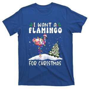 I Want A Flamingo For Christmas Santa Hat Funny Xmas Cute Gift T-Shirt