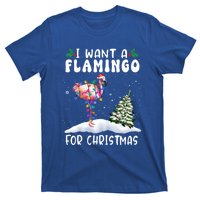 I Want A Flamingo For Christmas Santa Hat Funny Xmas Cute Gift T-Shirt