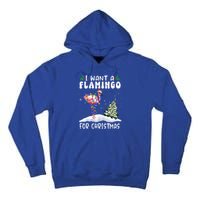 I Want A Flamingo For Christmas Santa Hat Funny Xmas Cute Gift Tall Hoodie