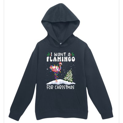 I Want A Flamingo For Christmas Santa Hat Funny Xmas Cute Gift Urban Pullover Hoodie