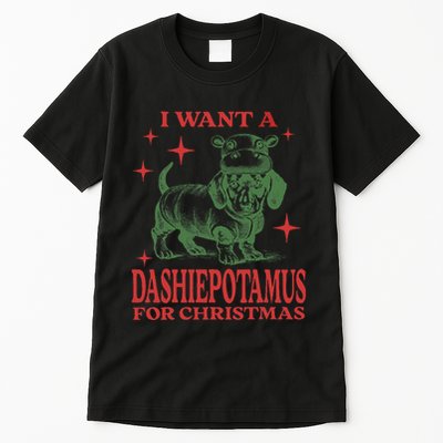 I Want A Dashiepotamus For Christmas Dachshund Hippopotamus Tall T-Shirt