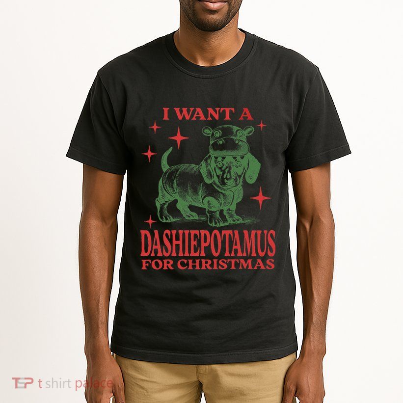 I Want A Dashiepotamus For Christmas Dachshund Hippopotamus Tall T-Shirt