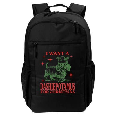 I Want A Dashiepotamus For Christmas Dachshund Hippopotamus Backpack