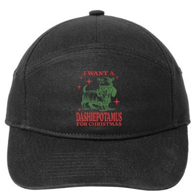 I Want A Dashiepotamus For Christmas Dachshund Hippopotamus 7-Panel Snapback Hat