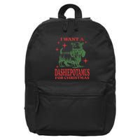 I Want A Dashiepotamus For Christmas Dachshund Hippopotamus 16 in Basic Backpack