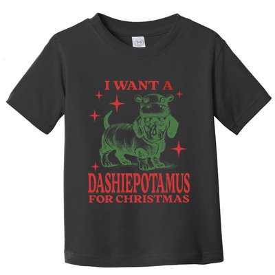 I Want A Dashiepotamus For Christmas Dachshund Hippopotamus Toddler T-Shirt