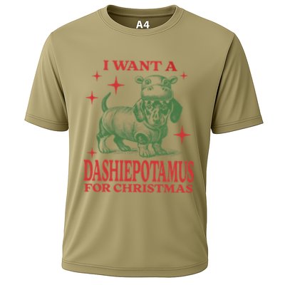 I Want A Dashiepotamus For Christmas Dachshund Hippopotamus Performance Shirt
