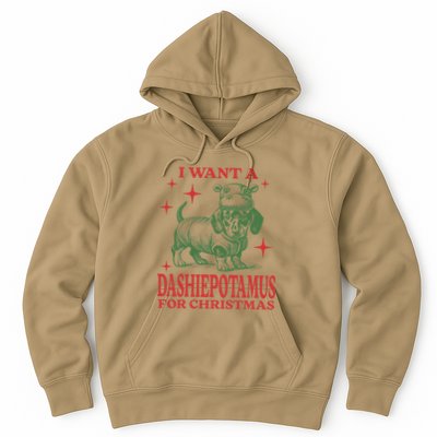 I Want A Dashiepotamus For Christmas Dachshund Hippopotamus Hoodie