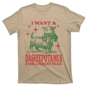 I Want A Dashiepotamus For Christmas Dachshund Hippopotamus T-Shirt