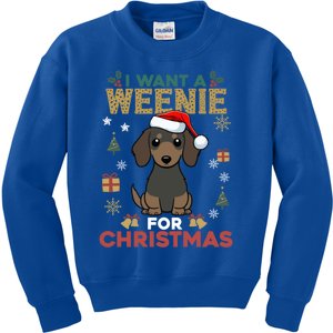 I Want A Weenie For Christmas Dachshund Dog Lovers Pajama Gift Kids Sweatshirt