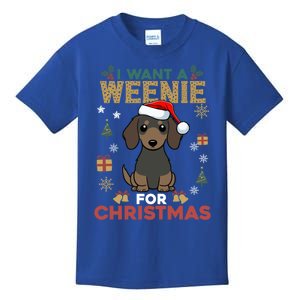 I Want A Weenie For Christmas Dachshund Dog Lovers Pajama Gift Kids T-Shirt