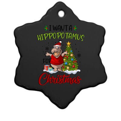 I Want A Hippopotamus For Christmas Xmas Hippo For Cute Gift Ceramic Star Ornament