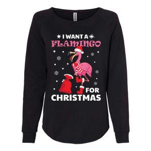 I Want A Flamingo For Christmas Gift Ugly Xmas Pajama Great Gift Womens California Wash Sweatshirt