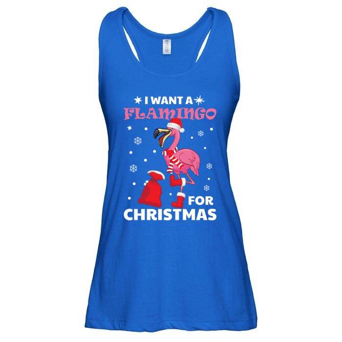 I Want A Flamingo For Christmas Gift Ugly Xmas Pajama Great Gift Ladies Essential Flowy Tank