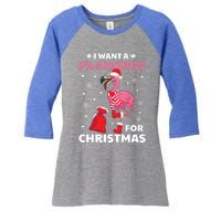 I Want A Flamingo For Christmas Gift Ugly Xmas Pajama Great Gift Women's Tri-Blend 3/4-Sleeve Raglan Shirt