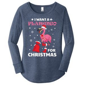 I Want A Flamingo For Christmas Gift Ugly Xmas Pajama Great Gift Women's Perfect Tri Tunic Long Sleeve Shirt