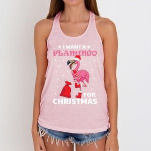 I Want A Flamingo For Christmas Gift Ugly Xmas Pajama Great Gift Women's Knotted Racerback Tank