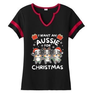 I Want An Australian Shepherd For Christmas Cute Dogs Great Gift Ladies Halftime Notch Neck Tee