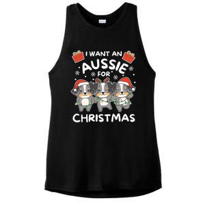 I Want An Australian Shepherd For Christmas Cute Dogs Great Gift Ladies PosiCharge Tri-Blend Wicking Tank